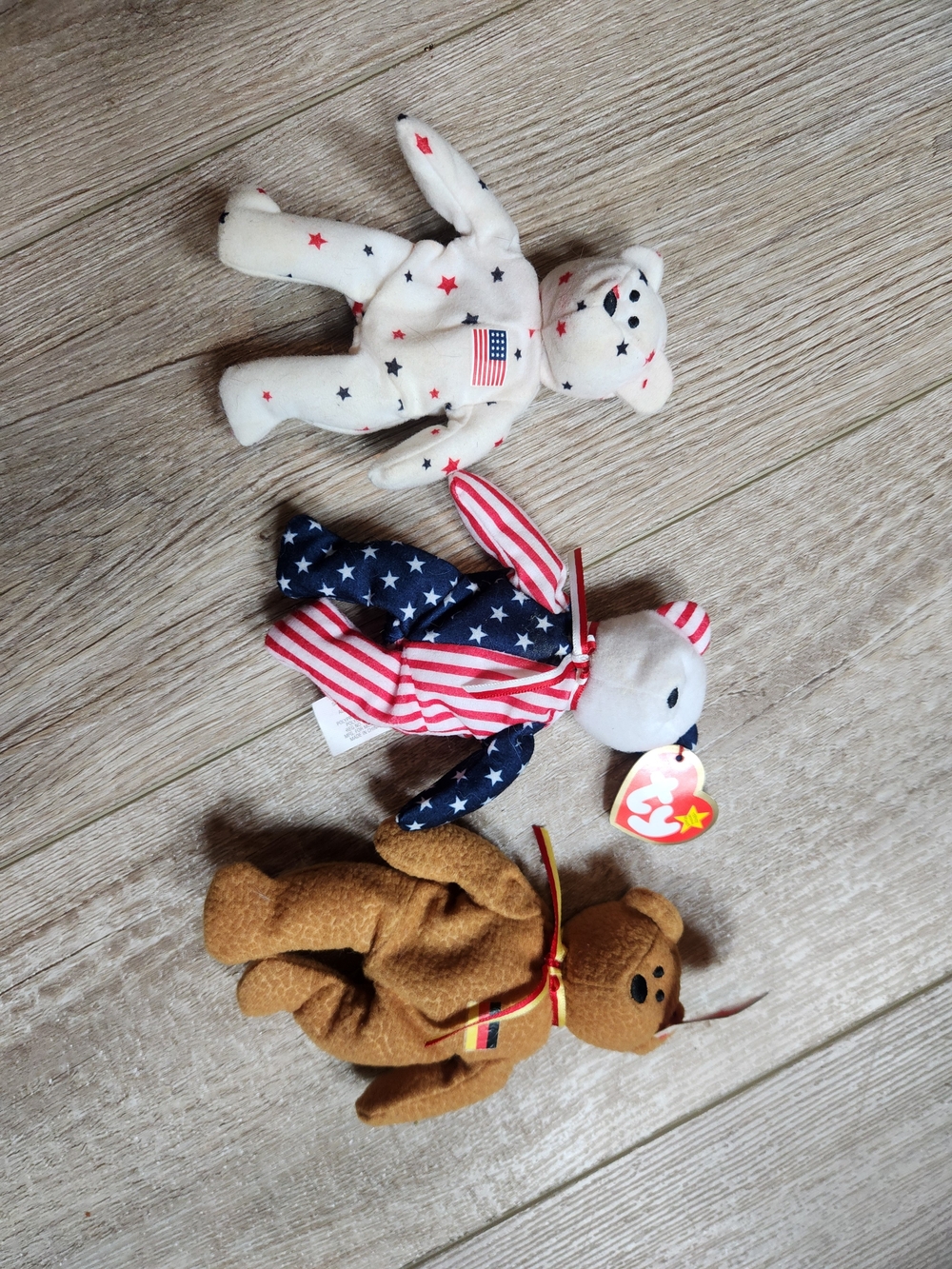 Ty Patriotic Bear Trio - White, Navy Blue, Red, Brown